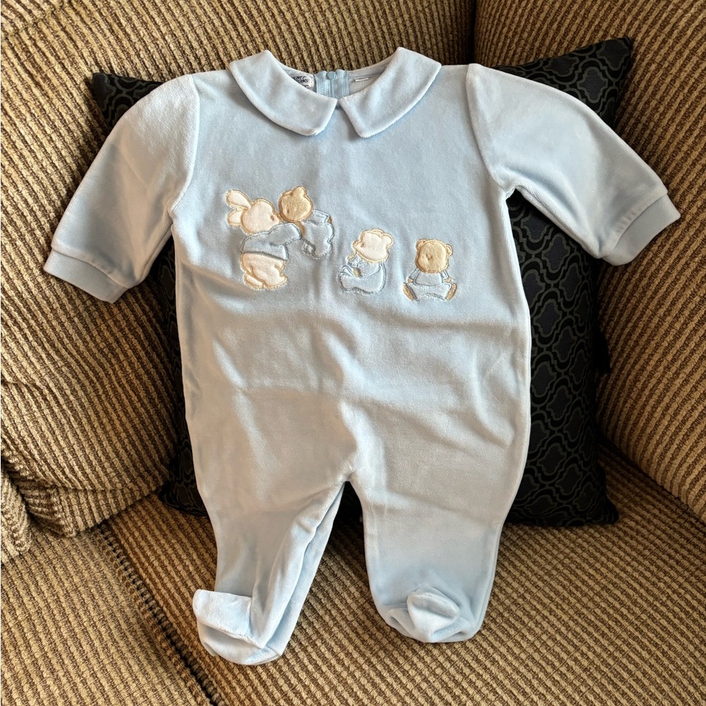 Baby Boys Light Blue One-Piece Footed Romper